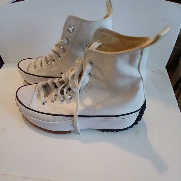 Converse White High Tops Canvas Run All Stars Sneakers  8.5 Men - Picture 8 of 8